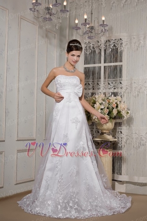 Lovely Strapless Corset Back Wedding Dress Covered With Lace Low Price