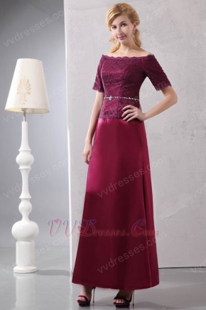 Short Sleeves Cardinal Red Mother Of The Bride Dress