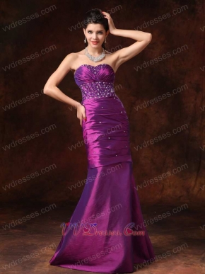 Dark Purple Sweetheart Slender Mermaid Evening Prom Gowns Physical Store