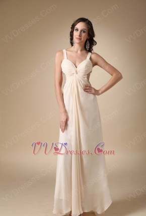 Sexy Straps Cross Back Bisque Chiffon Prom Party Dress