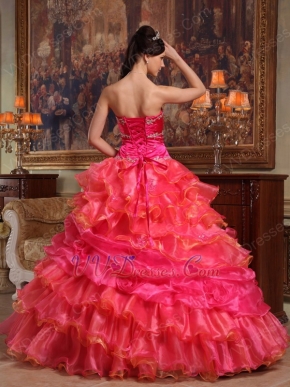 Contrast Multi Color Cascade Skirt La Quinceanera Dress