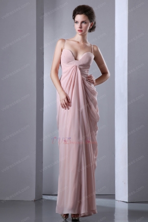 Spaghetti Straps Column Floor-Length Pearl Pink Skirt Prom Dress