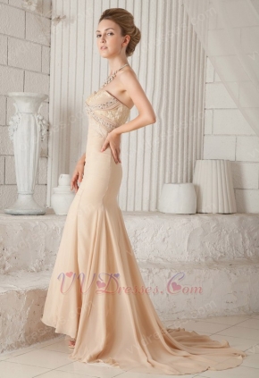 Sweetheart Champagne Chiffon Mermaid Formal Dress For Lady