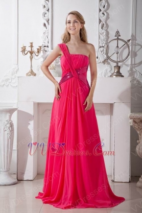 One Shoulder Red Chiffon Formal Evening For Juniors