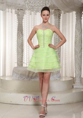 Lovable Yellow Green Freshness Cake Layers Short Homecoming Party Dress