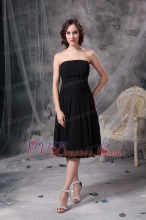 Column Strapless Ruched Short Jr Bridesmaid Dress Black lovely