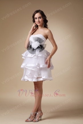 Cocktail Party Layers Dress With Feather Flower Decorate