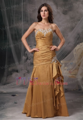 Dark Golded Column Floor-length Prom Dress Made By Taffeta Inexpensive