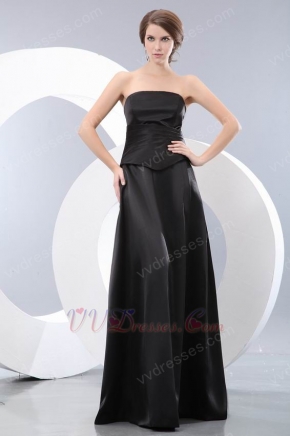 Modest Strapless A-line Skirt Black La Evening Dress