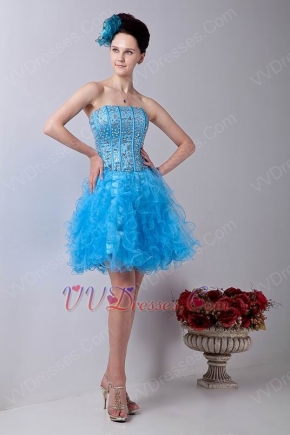 Strapless Crystal Azure Unique Dress For Cocktail Party