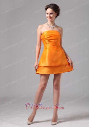 Simple Orange Mini-length Club Cocktail Bridesmaid Dress Under 100