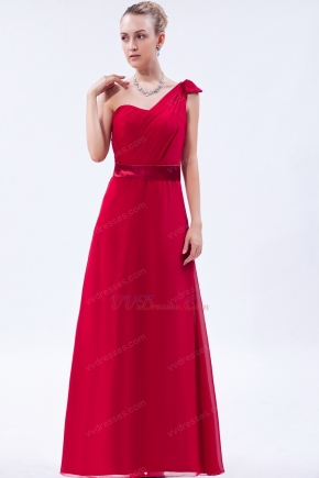 Wine Red One Shoulder Evening Pageant Dress Discount