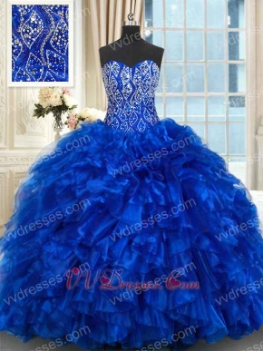 Beading and Ruffles Royal Blue Quinceanera Dress Can Made Same Style Dolls