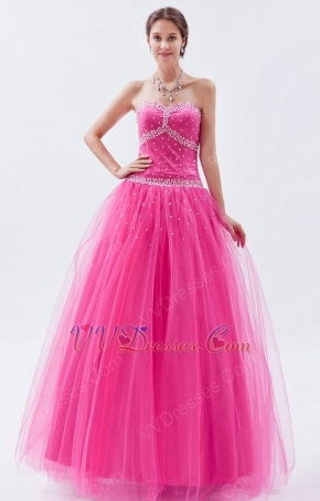 Fuchsia Sweetheart A-line Prom Ball Gown With Beading