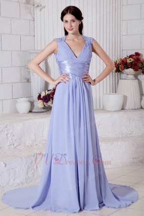 Not Expensive A-line Long Lavender Chiffon Skirt Prom Dress