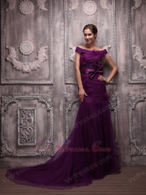 New Look Purple Mermaid Off Shoulder Red Carpet Dress