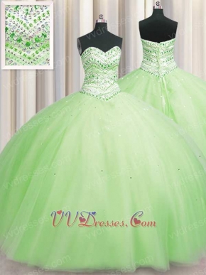 Picture of Real Products Lime Green Princess Puffy Quinceanera Ball Gown Slip