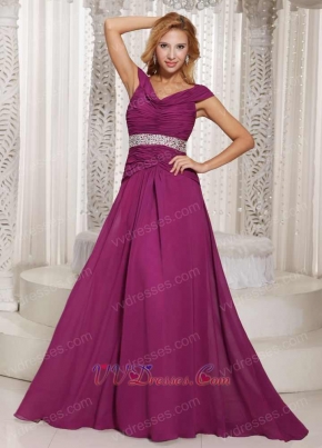 Old-fashioned Dark Magenta Long Chiffon Dress Mother Of The Bride Wear