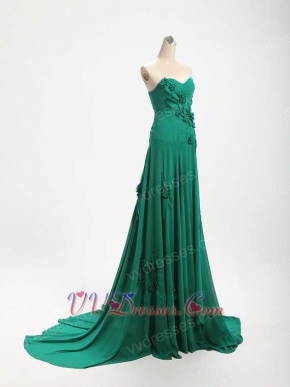 Hunter Green Chiffon Elegant Forest Series Pub Meeting Dress