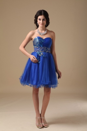 Sweetheart Royal Blue Quality Short Sweet Sixteen Gown