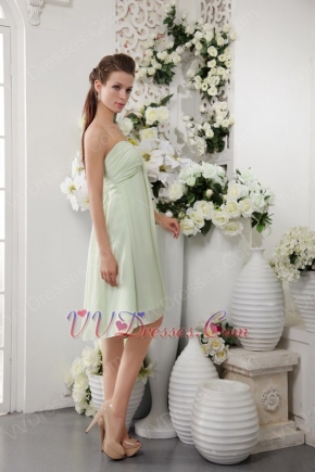 Strapless Knee-length Apple Green Chiffon Bridesmaid Dress