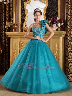 Sea Green Quinceanera Dress With One Shoulder Skirt
