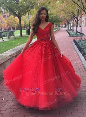 Brisk Tulle Floor Length Appliques Evening Dance Dresses Not Puffy