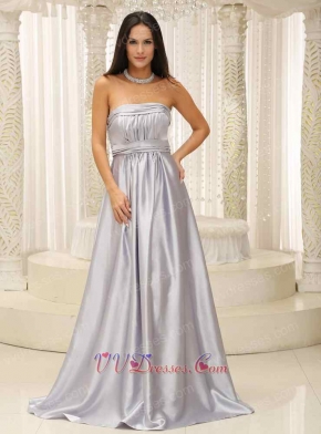 Elegant Military Ball Prom Dress Sliver Acetate Satin