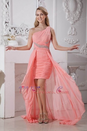 Custom Make High Low Pink Chiffon Holiday Cocktail Dress