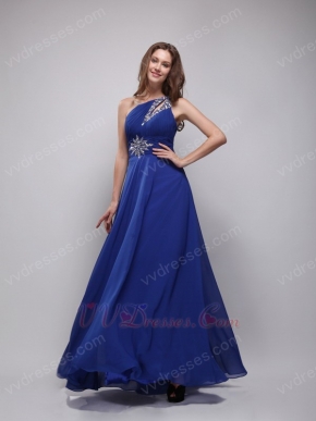 Cerulean Blue One Shoulder Evening Dress Pretty