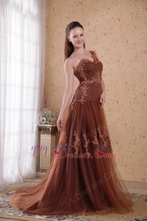 One Shoulder Brown Evening Dress Top Designer Lists