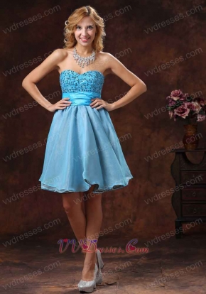 Baby Blue Sweetheart Beaded Sweet 16 Dress For Petite Girl