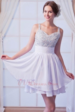 Hot Sell Straps Beaded Bodice Ivory Short Party Dress