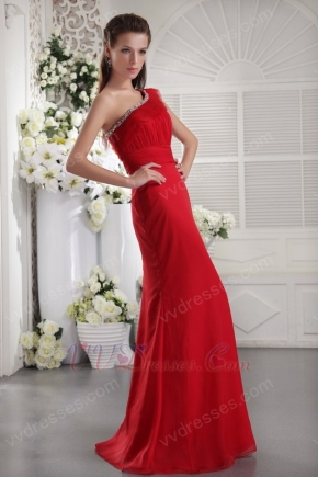 One Shoulder Designer Wine Red Chiffon Dress For 2014 Prom