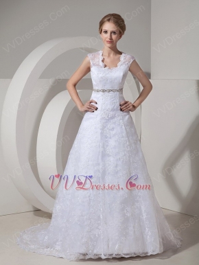 Modest Square Neck Lace Church Wedding Ceremony Bridal Outfits