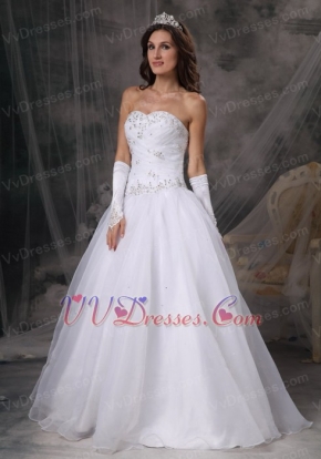 Elegant Princess Sweetheart Floor-length Organza Beading Wedding Dress Low Price