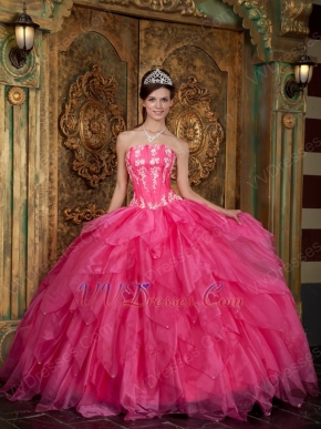 Gorgeous Strapless Hot Pink Quinceanera Dress For Cheap