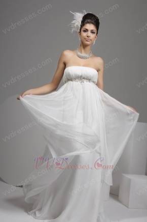 Beautiful Strapless Empire Waist Chiffon Maternity Wedding Dress