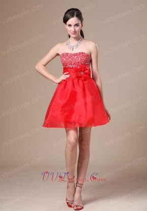 Short Red Organza Prom Gowns Ready For Young Girl 2019 Wear