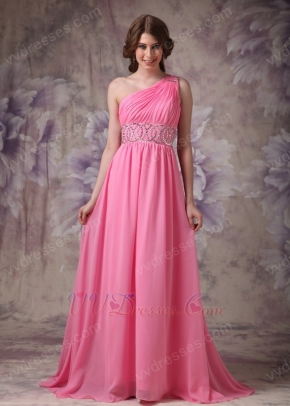 One Shoulder Skirt 2014 Top Designer Hot Pink Prom Dress