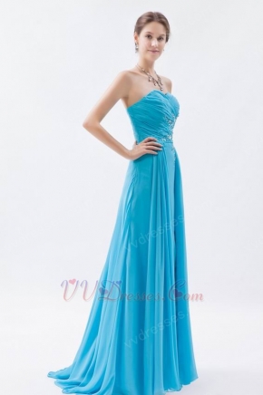 Pretty Side Drapped Aqua Prom Dress With Split In New York