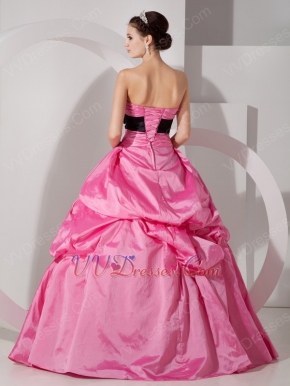 Sweetheart Quinceanea Dress Hot Pink Dress With Black Sash