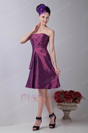 Classic Strapless Plum Vintage Homecoming Taffeta Dress