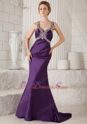 Purple Beading Straps Mermaid Boutiques With Prom Dresses
