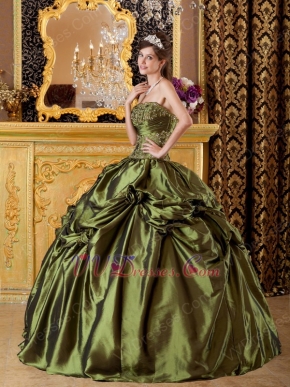 Olive Green Strapless 2014 Prom Quinceanera Dress For Sale