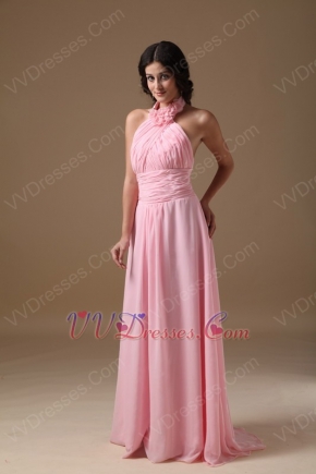 Halter Neckline Pink Chiffon 2014 Top 10 Designer Prom Dress