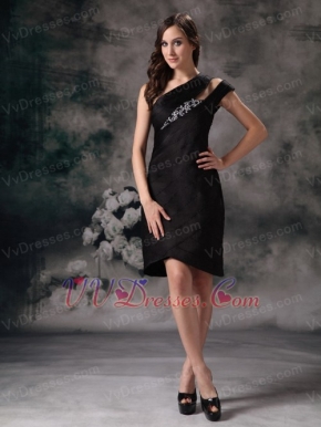 Black Asymmetrical Knee-length Layers Short Prom Gowns Knee Length Sexy