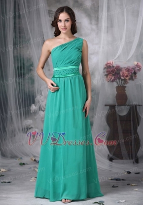 Nice Turquoise One Shoulder Prom Dress Other Side Zipper Inexpensive