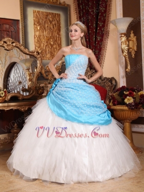 Fashion New White And Aqua Blue Quince Gowns Dresses