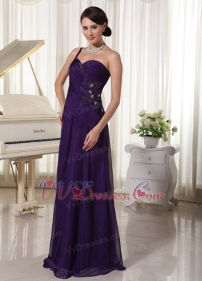 Pretty Prom Evening Dress One Shoulder Dark Purple Chiffon Skirt Inexpensive